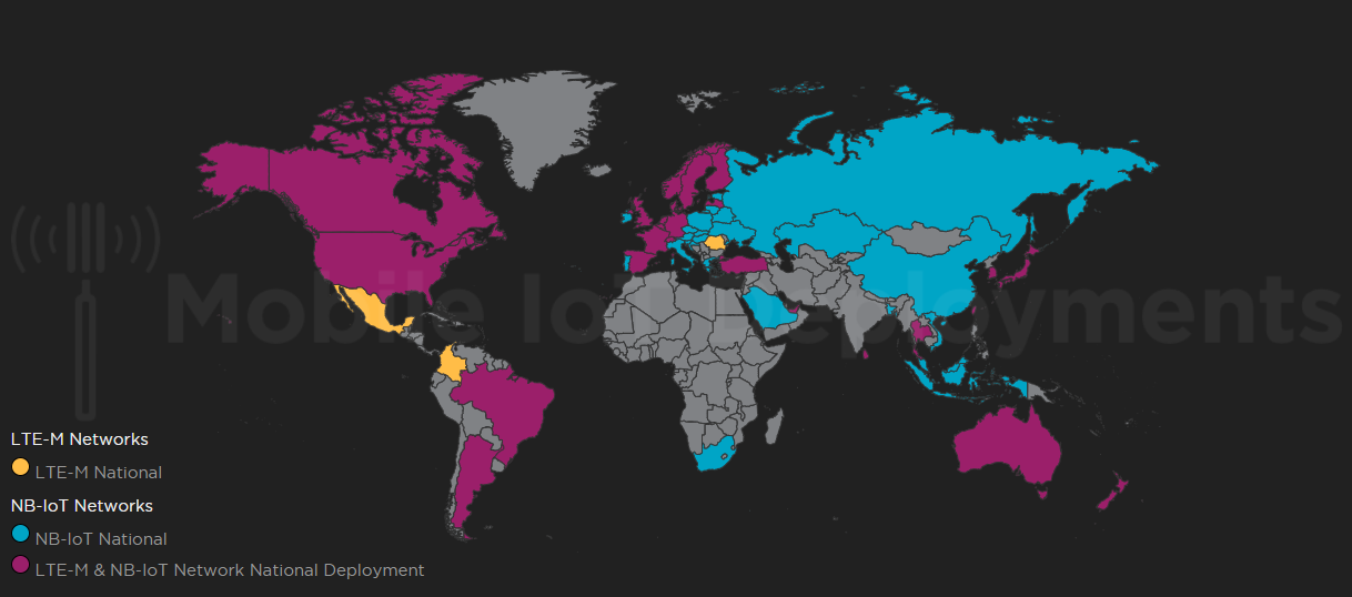 LTE-M vs NB-IoT deployment map