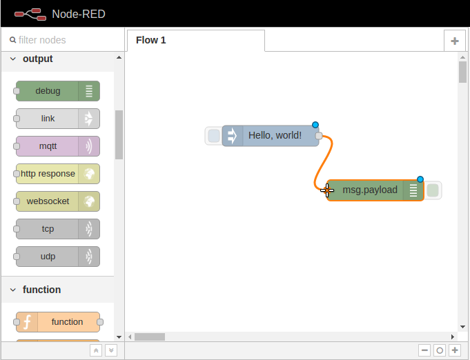 Node-RED Hello world